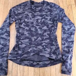 Lululemon Black Camouflage Long Sleeve Top